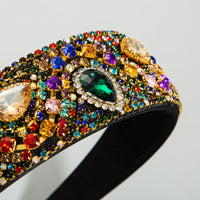 HKM-064915 Elegant Wide-Edge Rhinestone Headband for Fashionable Looks
