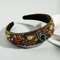 HKM-064915 Elegant Wide-Edge Rhinestone Headband for Fashionable Looks