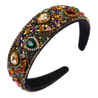 HKM-064915 Elegant Wide-Edge Rhinestone Headband for Fashionable Looks