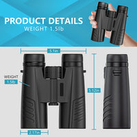 HKM-945811 12x42 High Power HD Black Binoculars for Outdoor Sports and Nature Viewing