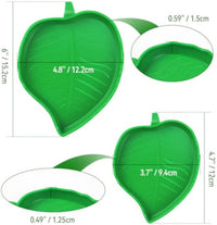 HKM-620243 Leaf-Shaped Reptile Food & Water Bowls - 2 Sizes for Tortoises, Lizards, Bearded Dragons, & Small Snakes