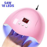 HKM-320211 54W Induction Nail Lamp with Dual Light Source, LCD Display, Infrared Sensor, and USB Power Supply