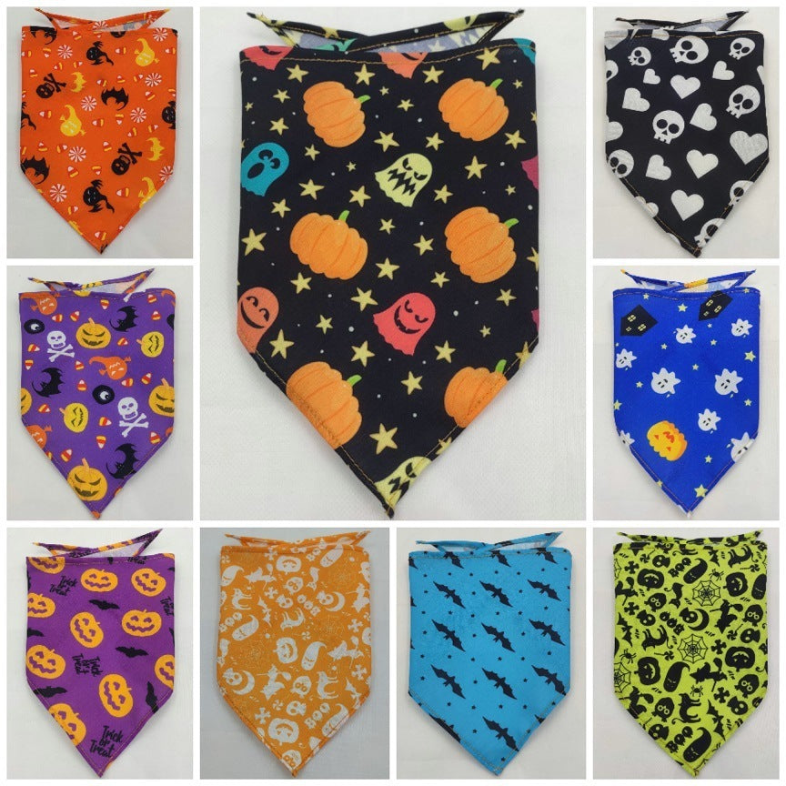 HKM-895635 Triangular Tie-Dye Polyester Pet Drool Towel Scarf