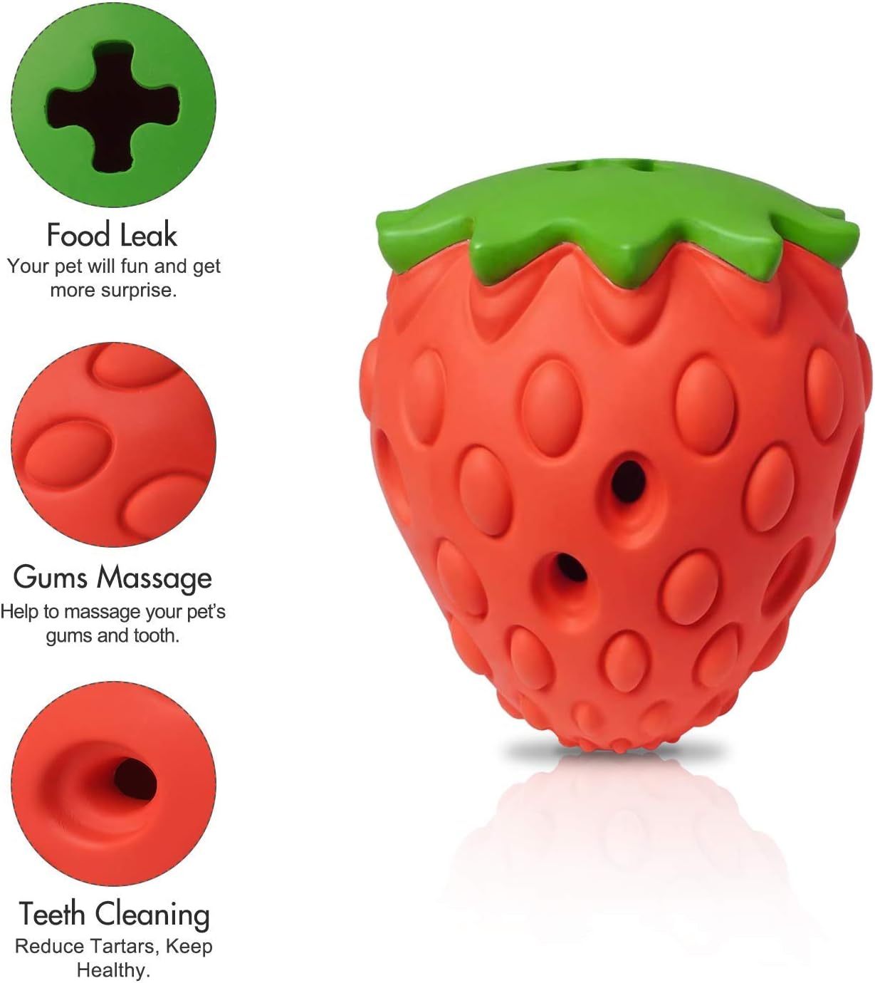 HKM-427283 Durable Strawberry Dog Chew Toy for Aggressive Chewers with IQ Training Features