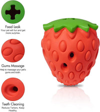 HKM-427283 Durable Strawberry Dog Chew Toy for Aggressive Chewers with IQ Training Features