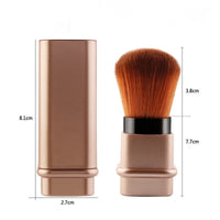 HKM-179667 Compact Portable Makeup Brush with Plastic Handle and Man-Made Fiber Bristles, Available in Square Gold and Square Silver