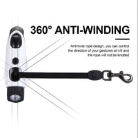 HKM-052691 Retractable Traction Rope for Dog Walking with Integrated Light - Adjustable Lengths Available: 3M or 5M - Durable Plastic - Black and White, Green, Red Options