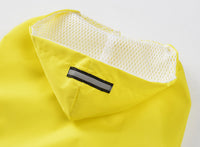 HKM-680915 Puppy Print Waterproof Raincoat for Dogs in Yellow, Blue, and Pink, Sizes S to XL