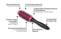HKM-794707 Ceramic Round Hair Brush with Detachable Handle, High-Temperature Resistant, 50mm Diameter, Suitable for All Hair Types