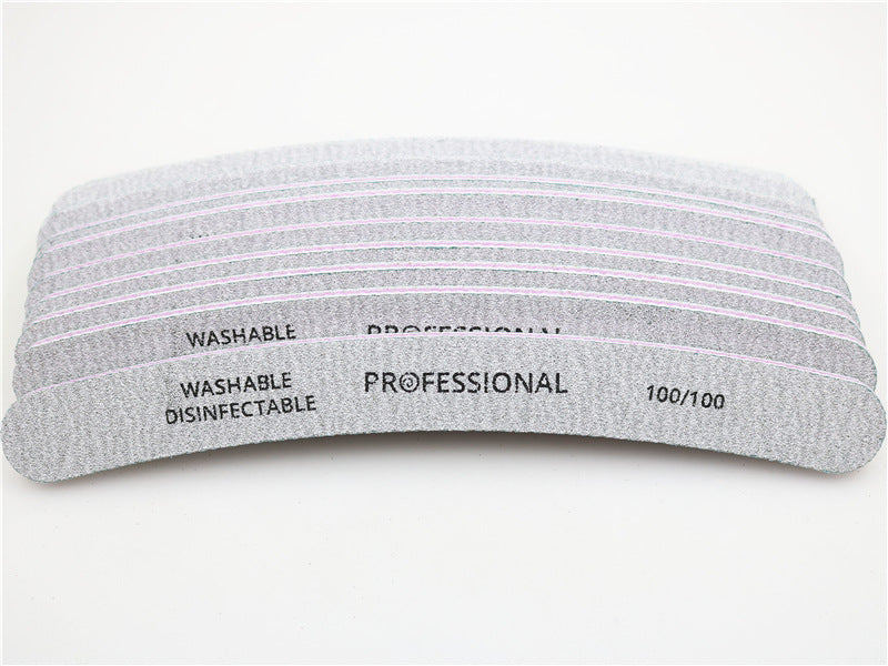 HKM-645587 Curved Professional Nail File Set - 100/100, 100/180, 80/80 Grits for Perfect Manicures