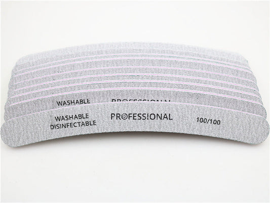 HKM-645587 Curved Professional Nail File Set - 100/100, 100/180, 80/80 Grits for Perfect Manicures