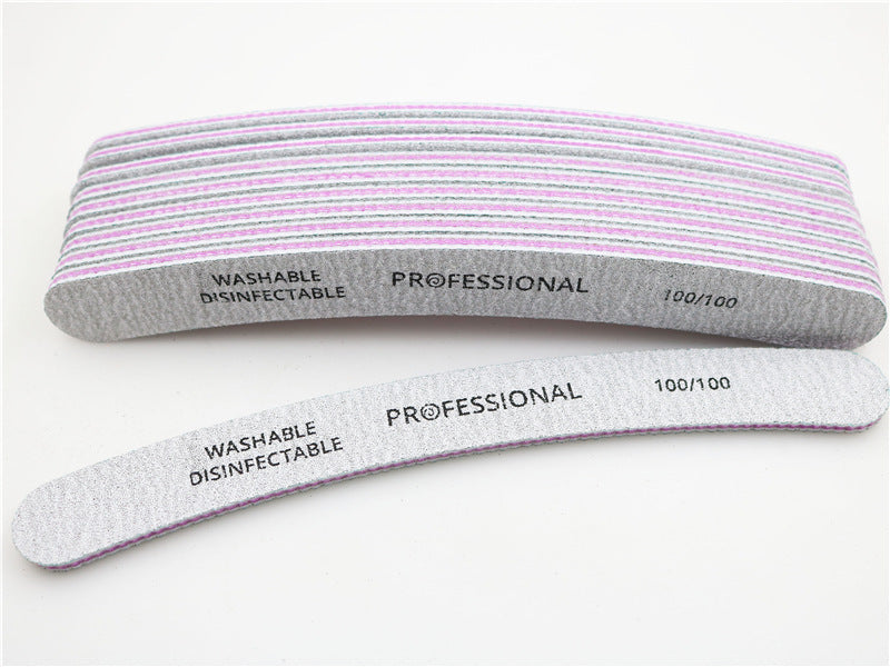 HKM-645587 Curved Professional Nail File Set - 100/100, 100/180, 80/80 Grits for Perfect Manicures