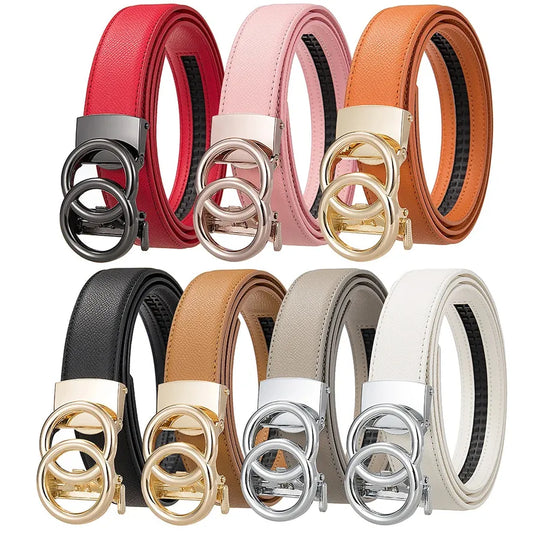 HKM-297875 Fashionable Customisable Circle Buckle PU Leather Waist Belt for Women