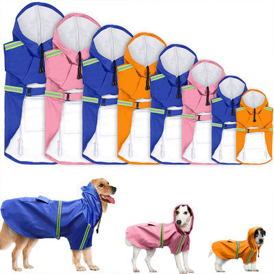 HKM-914067 Waterproof Reflective Raincoat for Large Dogs - Adjustable Fit, Durable PU Material, Multiple Sizes Available