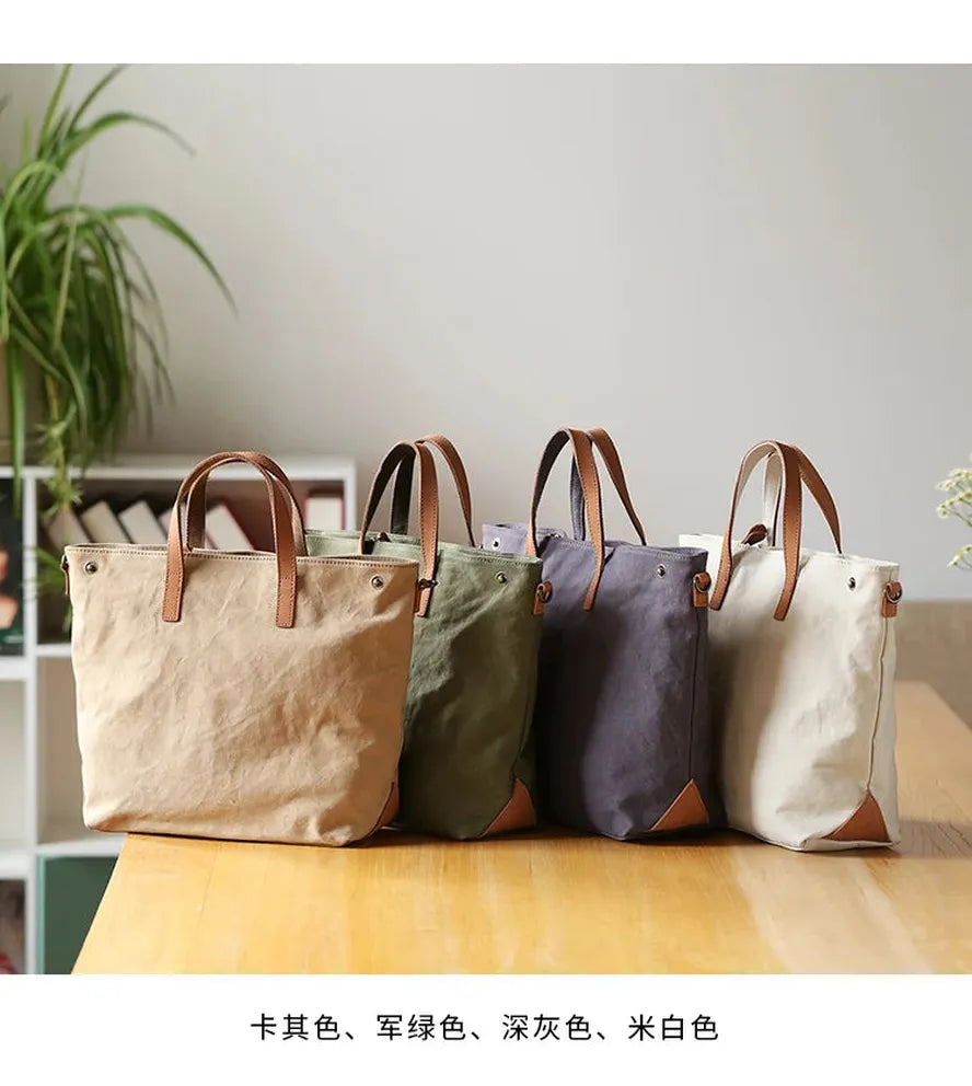 KTX-119571 Mori Series Leisure Canvas Single Shoulder Messenger Bag in Dark Grey, Khaki, Army Green, and Beige