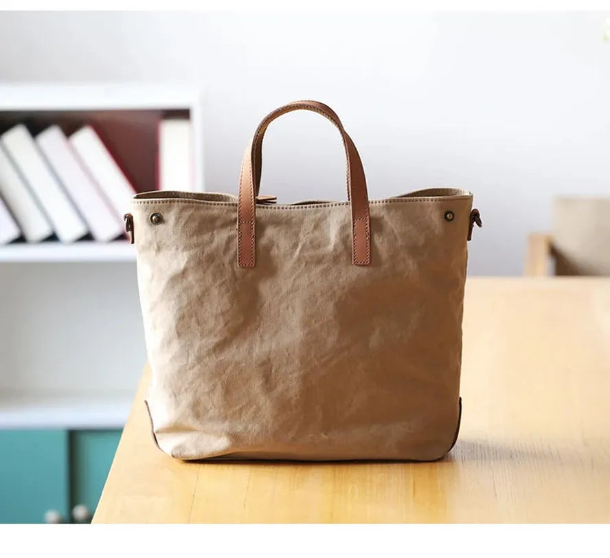 KTX-119571 Mori Series Leisure Canvas Single Shoulder Messenger Bag in Dark Grey, Khaki, Army Green, and Beige