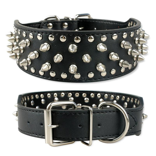 HKM-900883 Large Dog Rivet PU Leather Collar - 51x5CM to 66x5CM Sizes Available