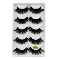 HKM-370835 Natural Look 3D False Eyelashes Set - 5 Pairs of G7 Artificial Mink Hair, Cotton Stem, 1.3cm Length