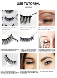 HKM-370835 Natural Look 3D False Eyelashes Set - 5 Pairs of G7 Artificial Mink Hair, Cotton Stem, 1.3cm Length