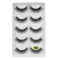 HKM-370835 Natural Look 3D False Eyelashes Set - 5 Pairs of G7 Artificial Mink Hair, Cotton Stem, 1.3cm Length