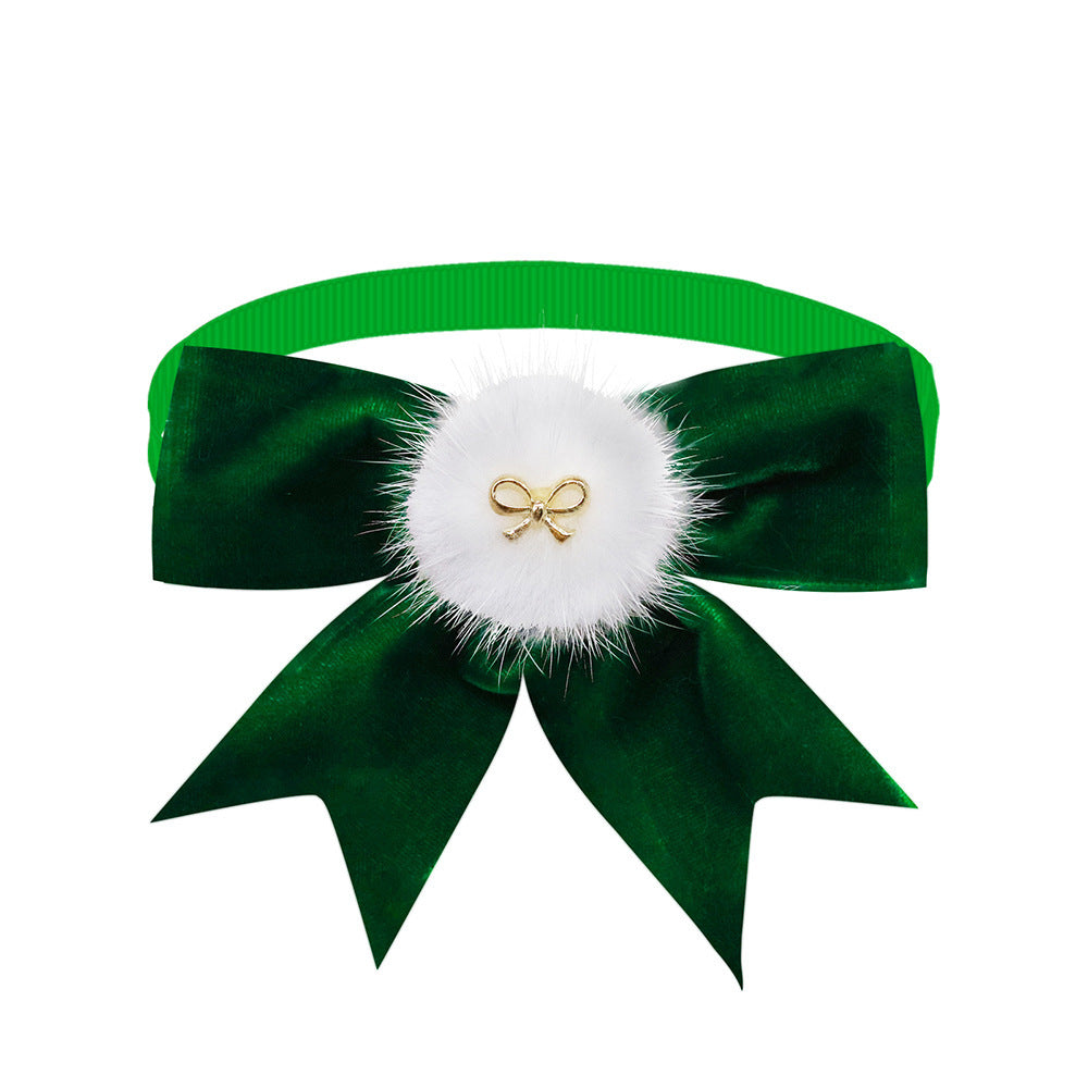 HKM-126803 Adjustable Suede Bow Tie for Pets in Dark Red, Red, Green, and White - Suitable for All Seasons