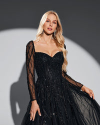 HKM-463699 Elegant Black Women's Evening Dress EZ25058 for Special Occasions