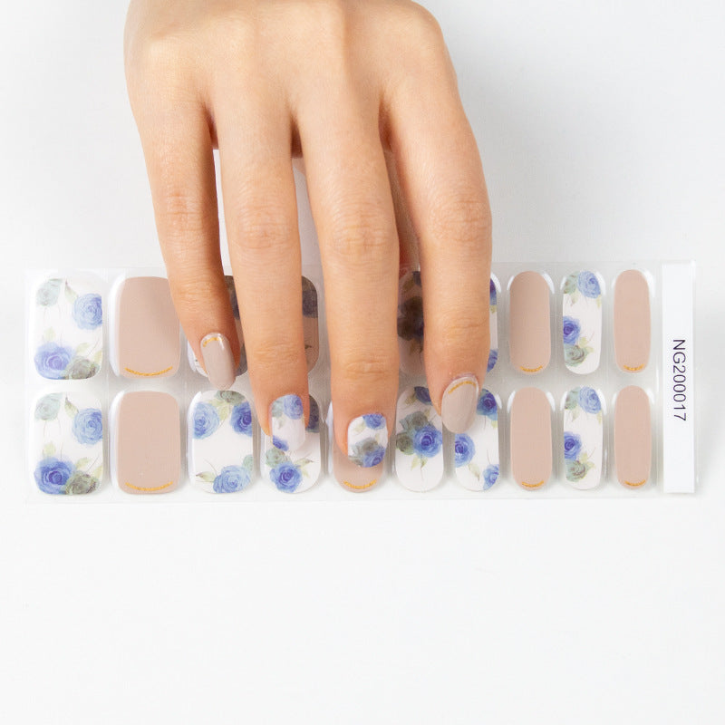HKM-870355 Korean Semi Cured Nail Stickers for Easy Application with Nail Polish Glue