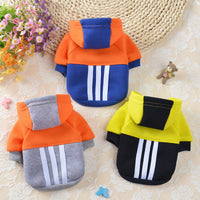 HKM-150867 Fleece Hooded Contrast Sweater for Dogs - Cotton Blend, Casual Style in Blue, Gray, Yellow