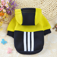 HKM-150867 Fleece Hooded Contrast Sweater for Dogs - Cotton Blend, Casual Style in Blue, Gray, Yellow