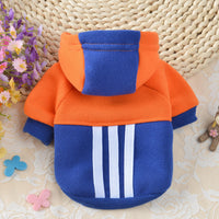 HKM-150867 Fleece Hooded Contrast Sweater for Dogs - Cotton Blend, Casual Style in Blue, Gray, Yellow