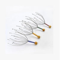 HKM-491219 Octopus Head Massager with Wooden Handle and Stainless Steel Claws for Scalp Relaxation and Blood Circulation