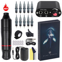 HKM-064659 Mini Tattoo Pen Set with Power Supply, Needles, and Accessories in Multiple Colors