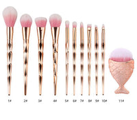 HKM-697043 Diamond Fish Makeup Brush Set for Flawless Foundation, Eyeshadow, and Blush Application - 10 Brushes Included