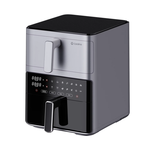 KTX-679443 Dual-core Digital Air Fryer with High Capacity - Oil-Free Cooking Appliance in Silver Finish