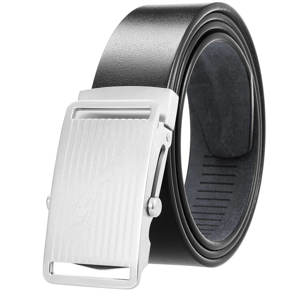 HKM-668371 Leather 3.5CM Belt with Steel Buckle - Model LY36-61518-8