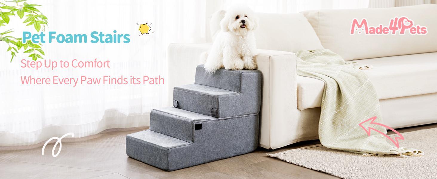 HKM-201171 Non-Slip Foam Pet Steps for Easy Access to Beds and Sofas - 3, 4, or 5-Step Options Available