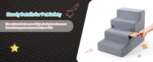 HKM-201171 Non-Slip Foam Pet Steps for Easy Access to Beds and Sofas - 3, 4, or 5-Step Options Available