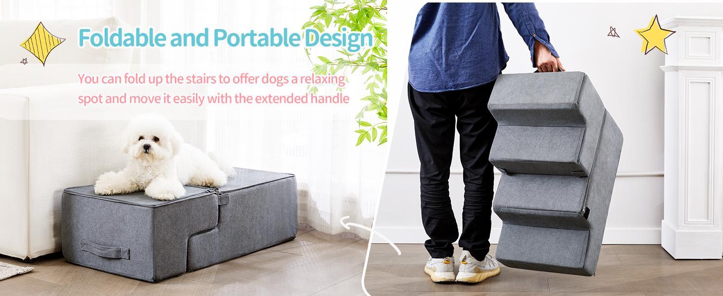 HKM-201171 Non-Slip Foam Pet Steps for Easy Access to Beds and Sofas - 3, 4, or 5-Step Options Available