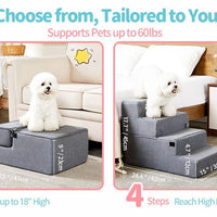 HKM-201171 Non-Slip Foam Pet Steps for Easy Access to Beds and Sofas - 3, 4, or 5-Step Options Available