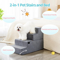 HKM-201171 Non-Slip Foam Pet Steps for Easy Access to Beds and Sofas - 3, 4, or 5-Step Options Available