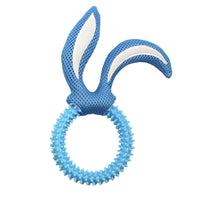 HKM-286995 Interactive Bunny Ears Dog Toy - Durable TPR Bite Toy in Pink, Pink Blue, and Pink Yellow