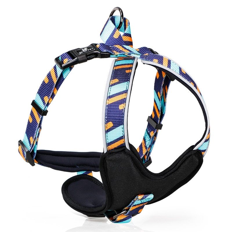HKM-174867 Adjustable Pet Chest Strap in Blue, Red, or Wave - Sizes S to L for Dogs 5-35kg