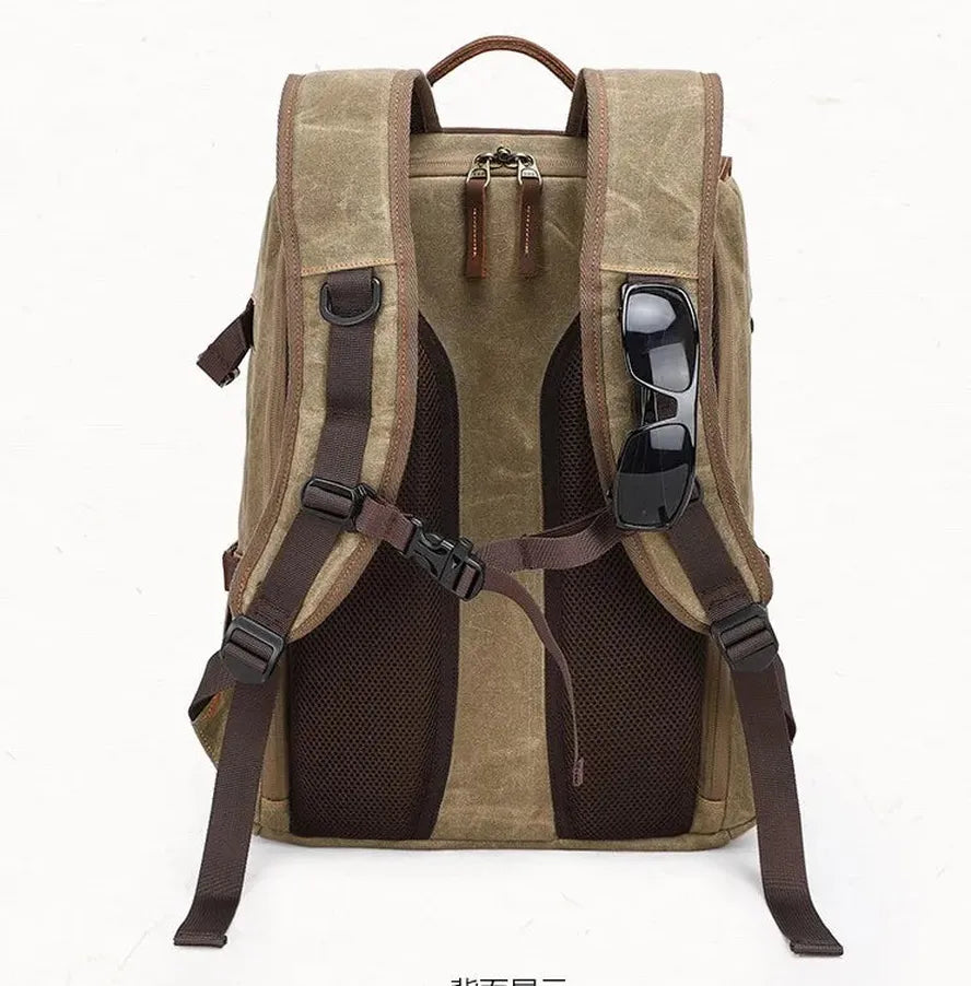 HKM-073107 Vintage Waxed Canvas Camera Bag for DSLR and Video Equipment