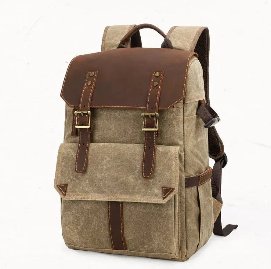 HKM-073107 Vintage Waxed Canvas Camera Bag for DSLR and Video Equipment