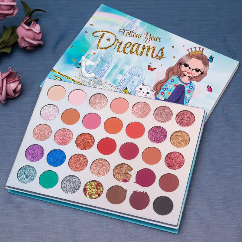 KTX-794195 Sequin Eyeshadow Palette with 35 Bold Colors for Eye Makeup Modification