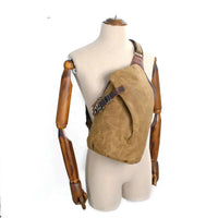 HKM-107027 Men's Wax Canvas Crossbody Messenger Chest Bag - High Capacity Design