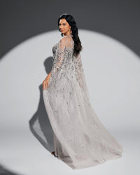 HKM-495315 Elegant Silver Evening Dress for Women - Model EZ25011
