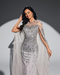 HKM-495315 Elegant Silver Evening Dress for Women - Model EZ25011