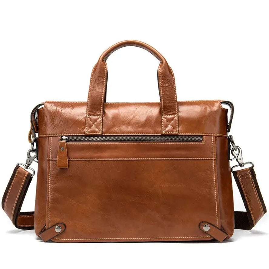 KTX-647315 Vintage Cowhide Leather Men's Shoulder Bag - Classic Briefcase for Office Use