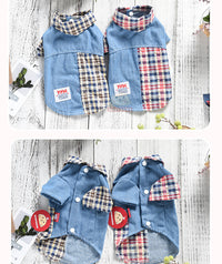 HKM-609107 Two-Legged Summer Plaid Cotton Shirt for Bichon Poodles - XS to XL Sizes Available